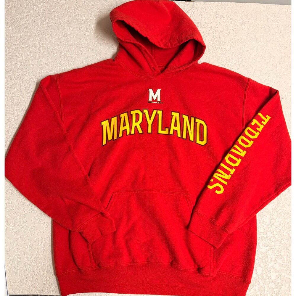 Maryland Terrapins Red Pullover Hoodie Size Unknown NCAA College